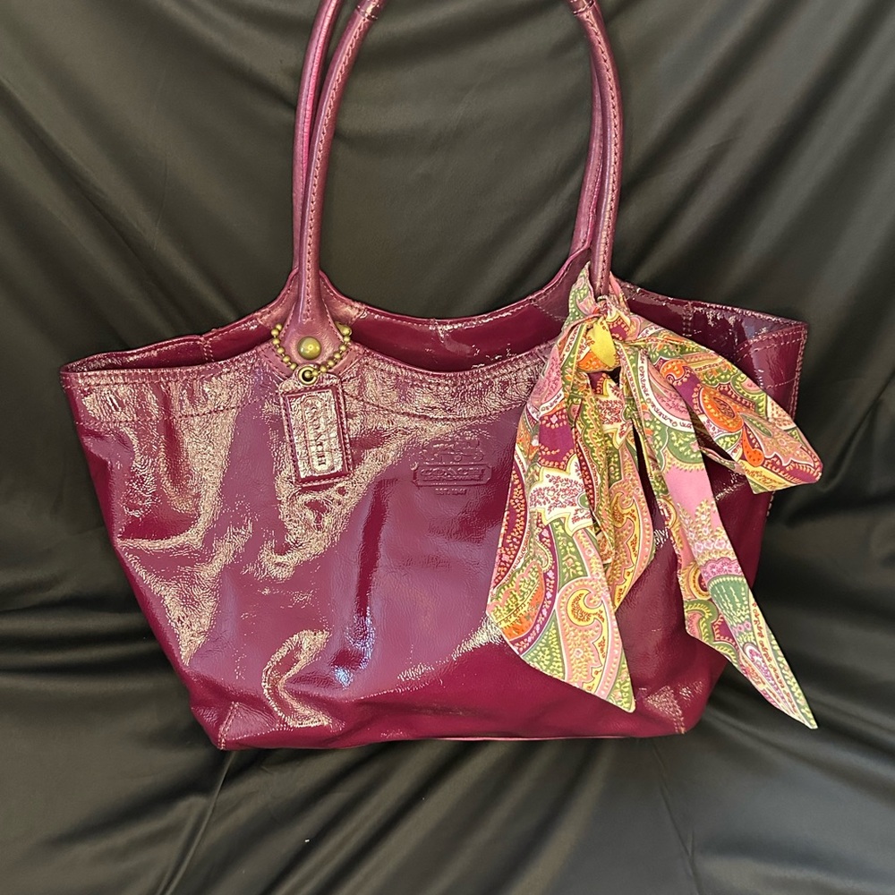 Coach Burgundy Bag with Elegant Scarf